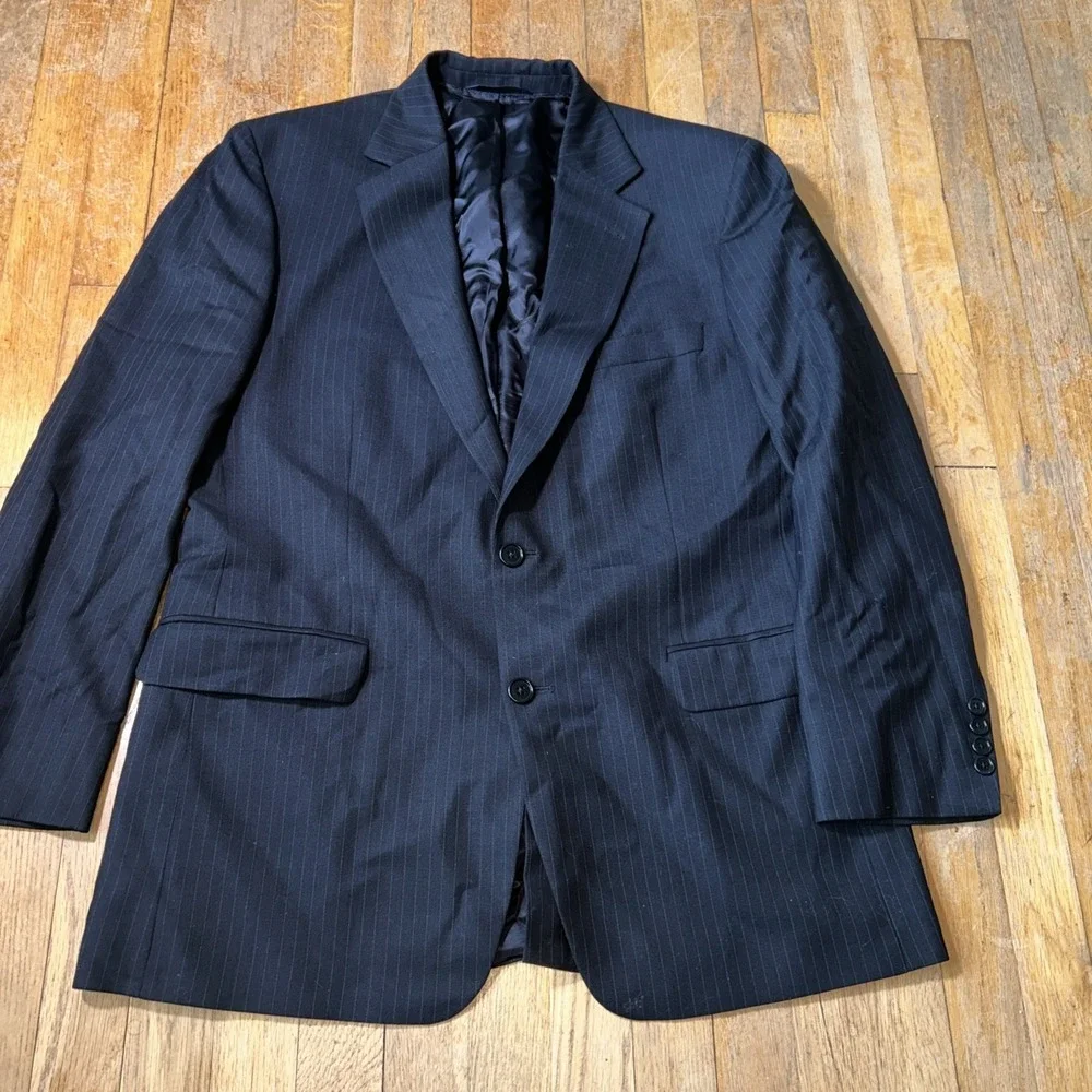 Brooks Brothers 346 Mens 42R Navy Blue Pinstripe Wool Stretch Blazer Sport Coat